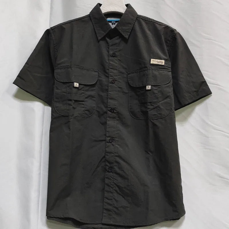 Men Short Sleeve Cargo Nylon Fishing Work Casual Shirt TAVEN System LLC
