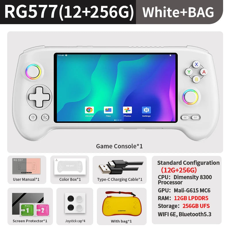 ANBERNIC RG557 Handheld Game Console 5.48" AMOLED Screen Dimensity 8300 Android Retro Video Player Supports FOTA WIFI Streaming TAVEN System LLC
