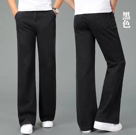Men Flared Boot Cut Jeans Loose Wide Leg Denim Pants