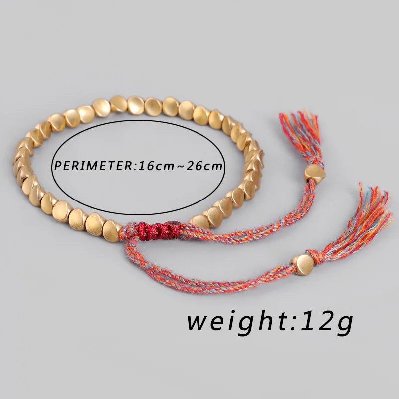 Handmade Tibetan Buddhist Bracelets On Hand Braided Copper Beads Lucky Rope Bracelet & Bangles For Women Men Dropshiping TAVEN System LLC