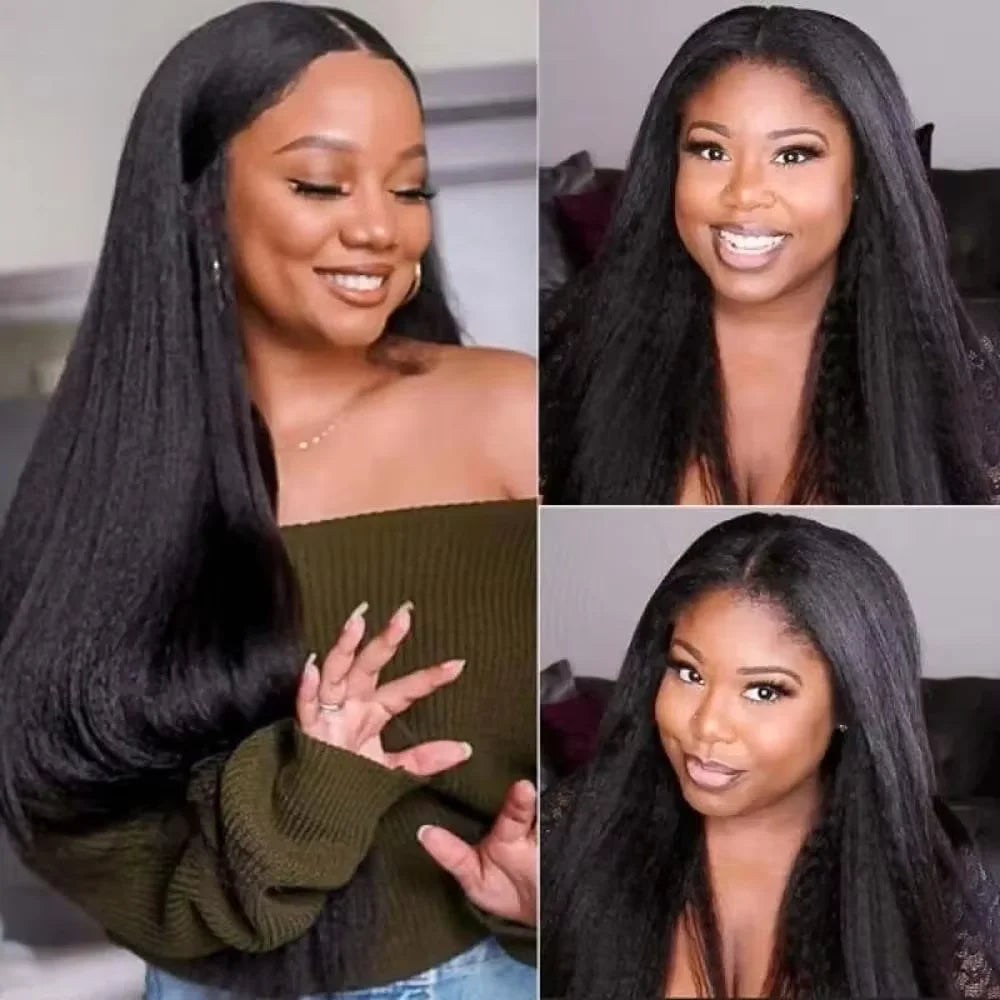 Kinky Straight U Part Remy Human Hair Wig Long