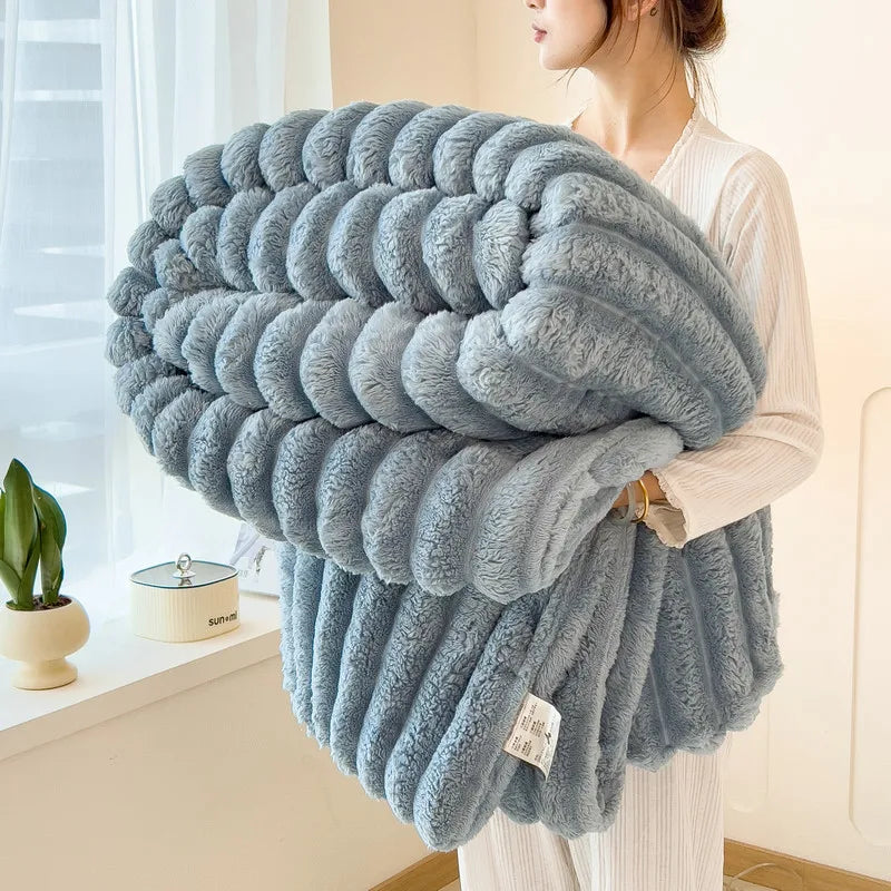 Thickened Wide Striped Flannel Multifunctional Blanket Spring, Can Be Used As Bed Sheet Cover Blanket, Sofa Blanket,nap Blanket TAVEN System LLC