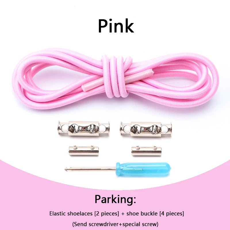 1 Pair No tie Shoelaces For Sneakers Elastic Shoelace Metal Spring Lock Man And Woman Shoe Accessories Lazy Shoe Laces 100cm TAVEN System LLC