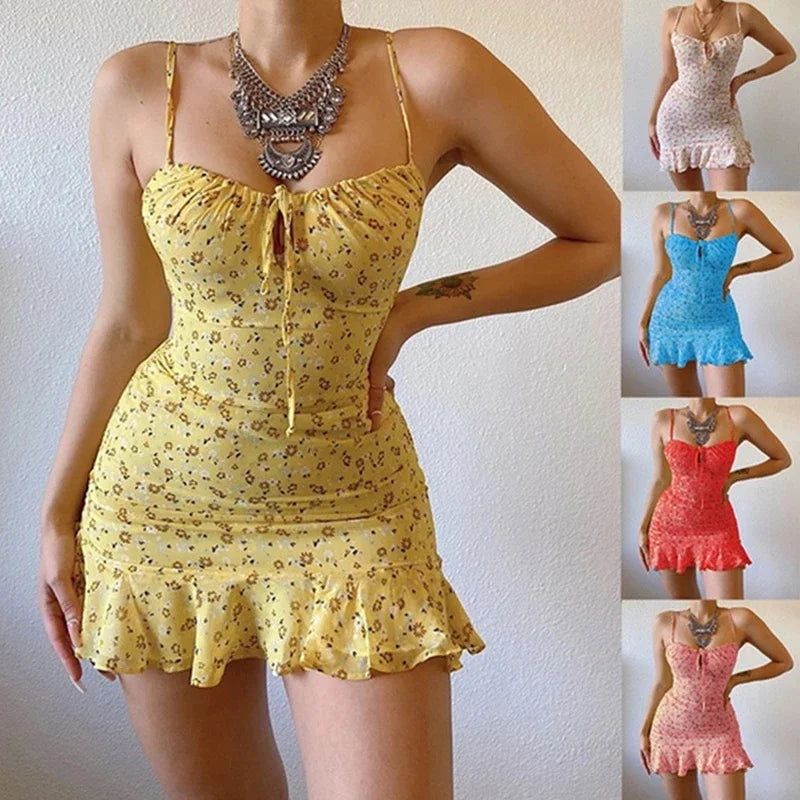 Women's Sexy Casual Home Small Floral Camisole Dress Summer Comfortable Skirt - TAVEN System LLC