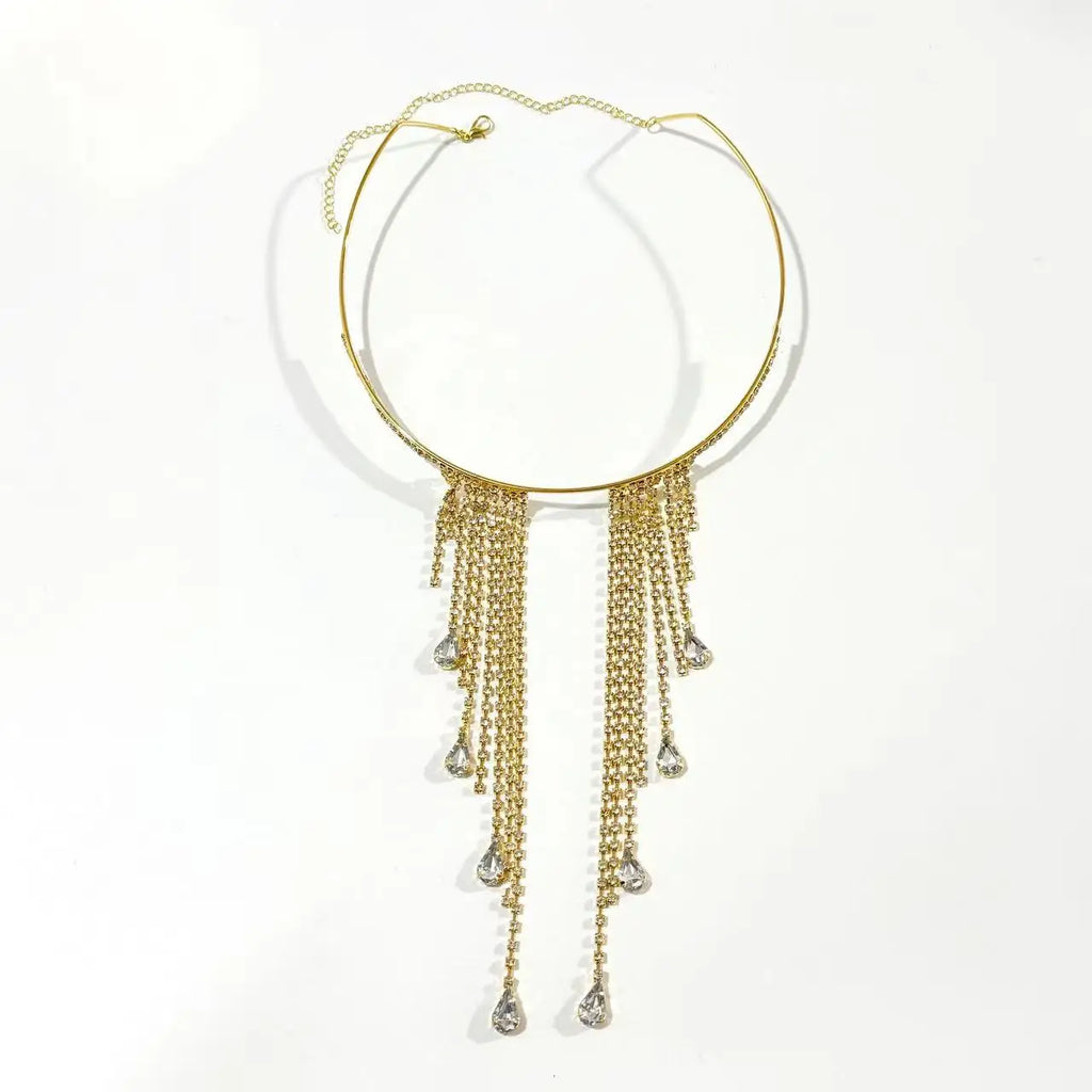 New tassel mask with exaggerated personality, rhinestone glasses chain, party accessories TAVEN System LLC