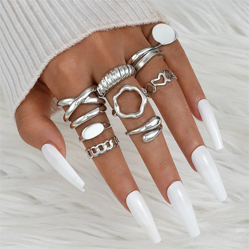 Fashion Geometric Knuckle Rings Set For Women Vintage Crystal Heart Gold Color Rings Girls Party Jewelry Accessories Gifts 2025 TAVEN System LLC