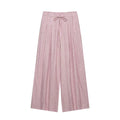 Women's Striped Pants 2026 New Summer Mid-waist Lace Up Pleats Casual Female Fashion Vintage Wide-leg Pants TAVEN System LLC