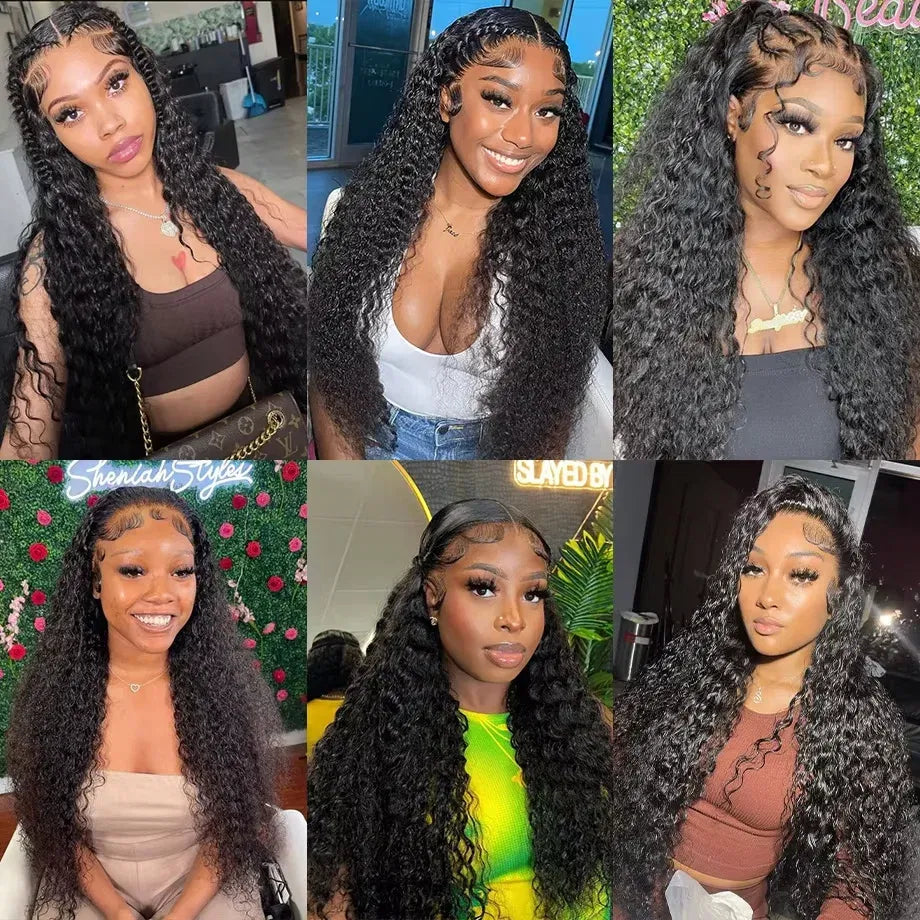 Color: #10, Ships From: CHINA, Stretched Length: 22INCHES, Density: 180% - Curly Human Hair Wigs For Women Water Wave Lace Front Wig 13x4 13x6 Lace Frontal Deep Wave Wig 100% Human Hair Hd Lace Wigs Taven