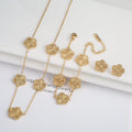 Simple 316L Stainless Steel Flower Five Leaf Necklace Bracelet Earrings 18K Gold Plated Jewelry Set for Women Girl Gift Clover TAVEN System LLC