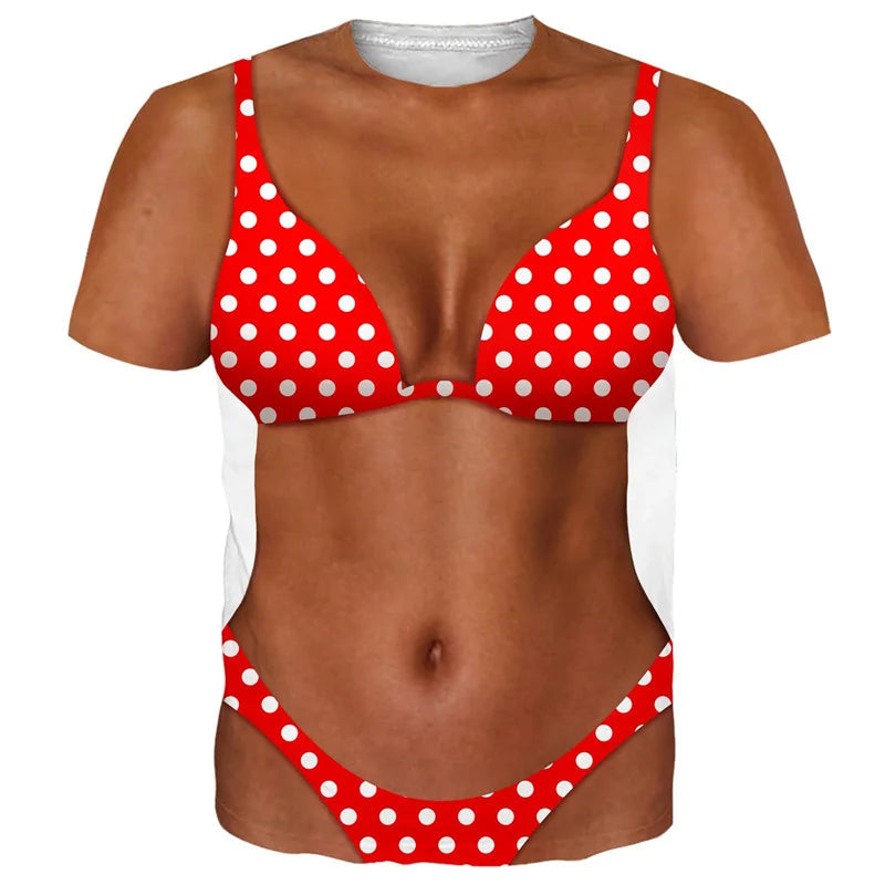 Funny Bikini Graphic T Shirts For Men 3d Printed Fake Abs Muscle Short Sleeve T-shirt Women Cosplay Costume Novelty Tees Shirt TAVEN System LLC