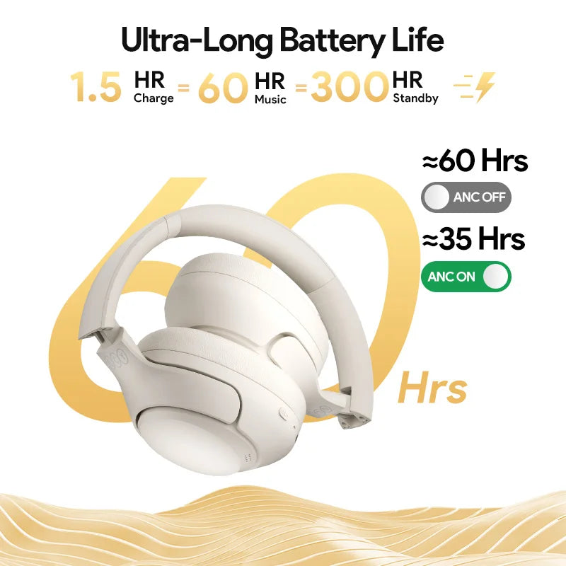 QCY H3 ANC Wireless Headphones 43dB Hybrid Active Noise Cancellation Headset Bluetooth 5.4 Hi-Res Audio Earphones 60H Playtime TAVEN System LLC