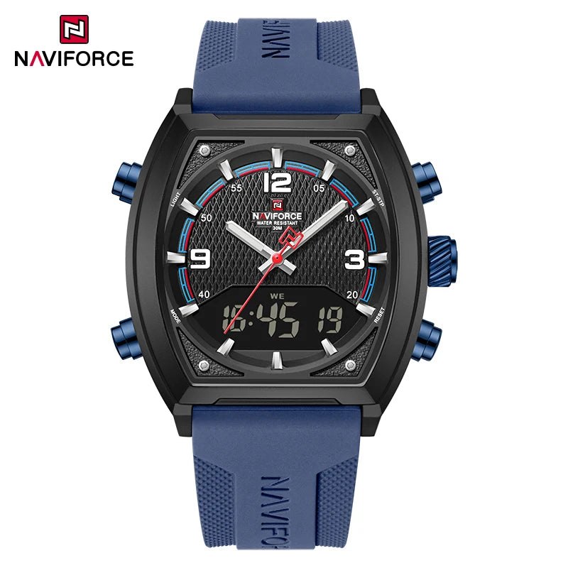 NAVIFORCE Men's Watch Business Simple Original Quartz Watches for Man Waterproof Luminous Silica Band Quartz Analog LCD Display - TAVEN System LLC