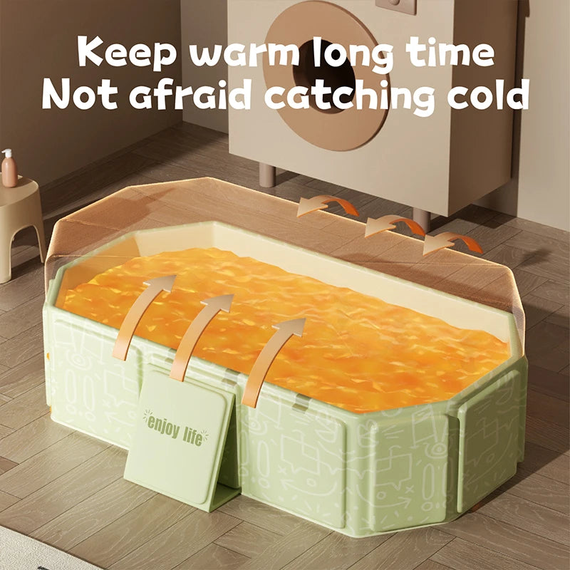 1PC green and white children's portable thick folding bathtub, suitable for travel TAVEN System LLC