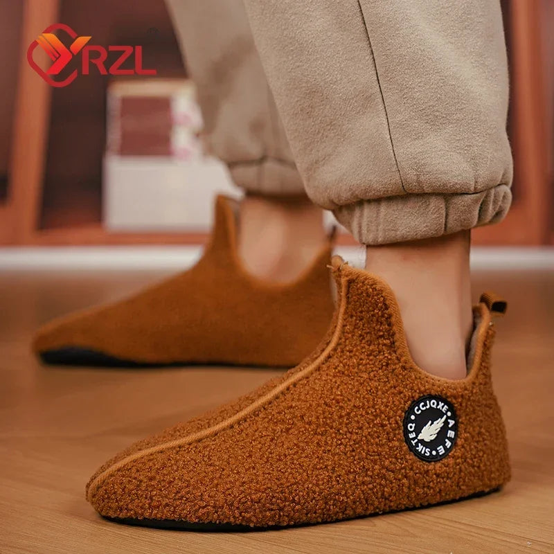 YRZL Winter Slippers Men Indoor Slippers Non-slip Warm Women and Men Slipper Ankle Soft Shoes Comfortable Flat Home Cotton Shoes TAVEN System LLC