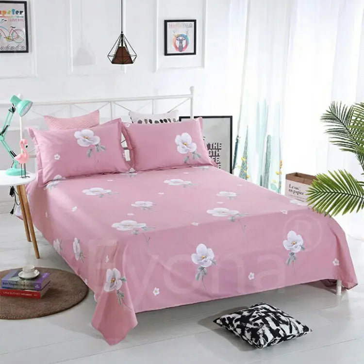 Queen Size Bed Sheet Single Soft Brushed Cotton Bedding Rustic Design All Seasons Breathable 1.6m Double Bed Sheet TAVEN System LLC