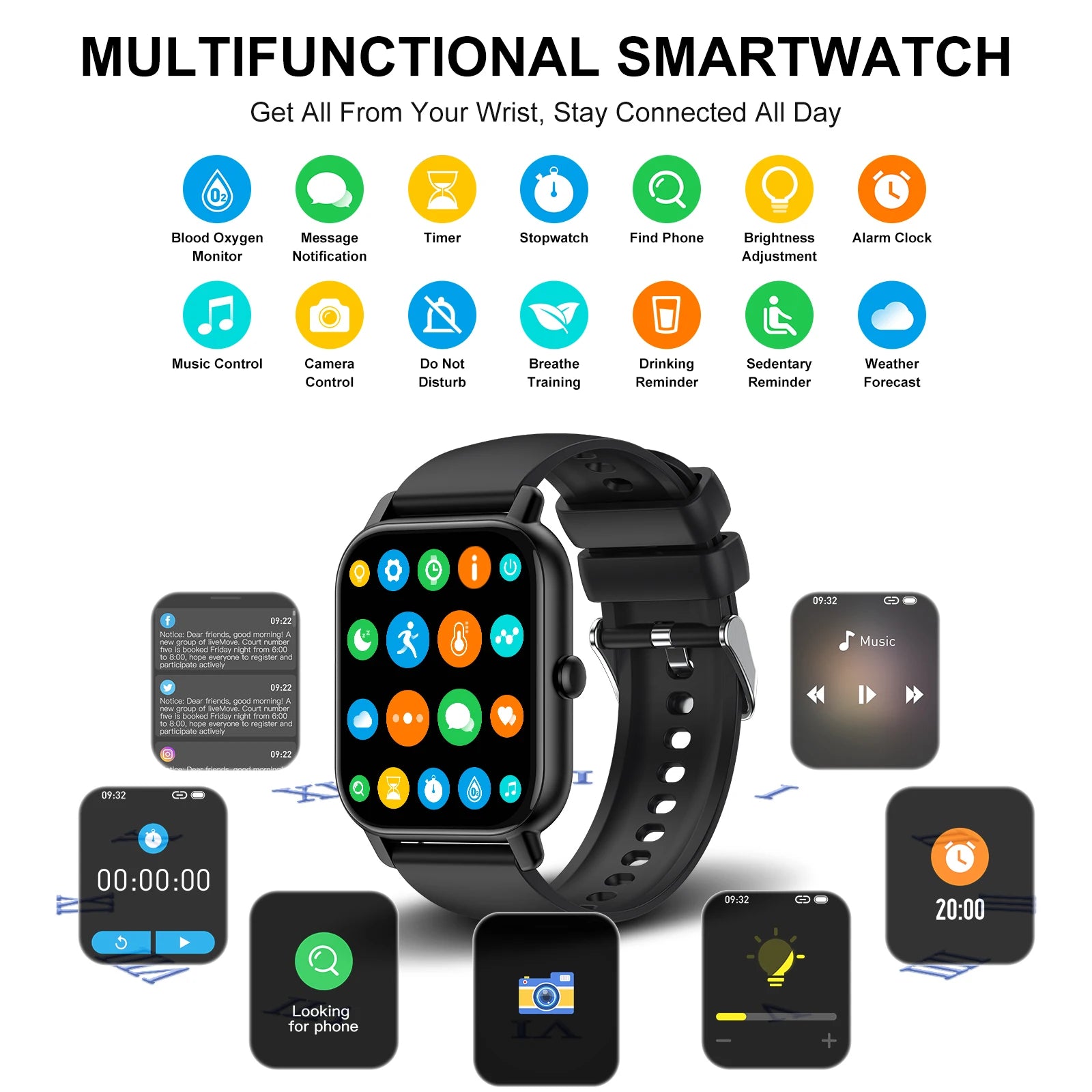 Jxrev Smart Watch, 1.85" Sports Watch for IP68 Waterproof, 110+ Sport Modes, Fitness Activity Tracker, Ultra Thin Watch. TAVEN System LLC