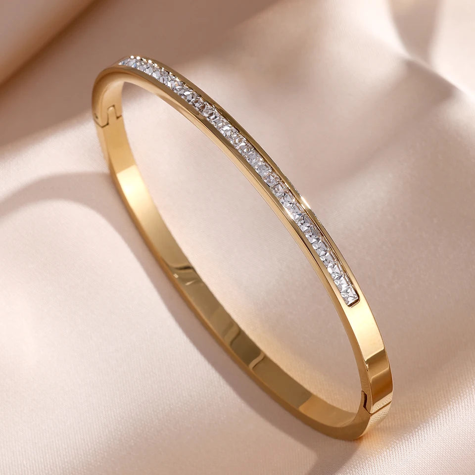 ZAKOL 5/1pcs Sparkling Zirconia Inlaid Stainless Steel Bracelet Set for Women Stackable Bangles Fashion Non Fading Jewelry Gift TAVEN System LLC
