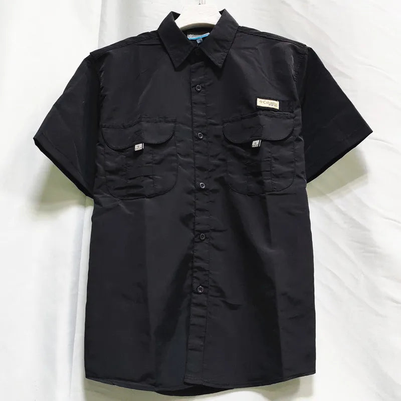 Men Short Sleeve Cargo Nylon Fishing Work Casual Shirt TAVEN System LLC