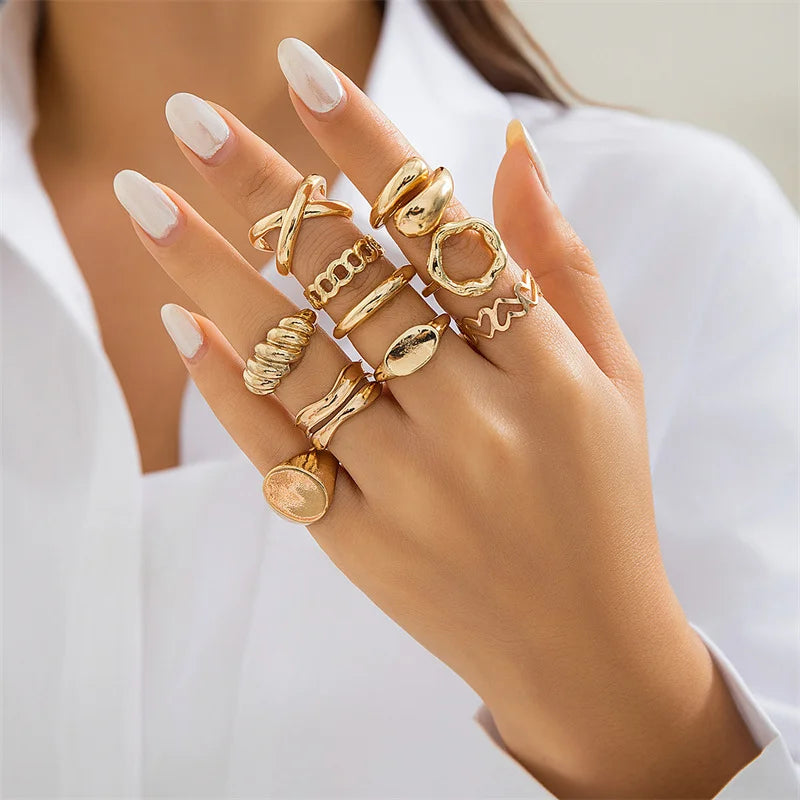 Fashion Geometric Knuckle Rings Set For Women Vintage Crystal Heart Gold Color Rings Girls Party Jewelry Accessories Gifts 2025 TAVEN System LLC