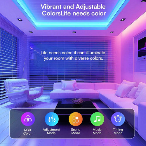 100FT Bluetooth RGB LED Strip Lights with APP Remote Music Sync TAVEN System LLC