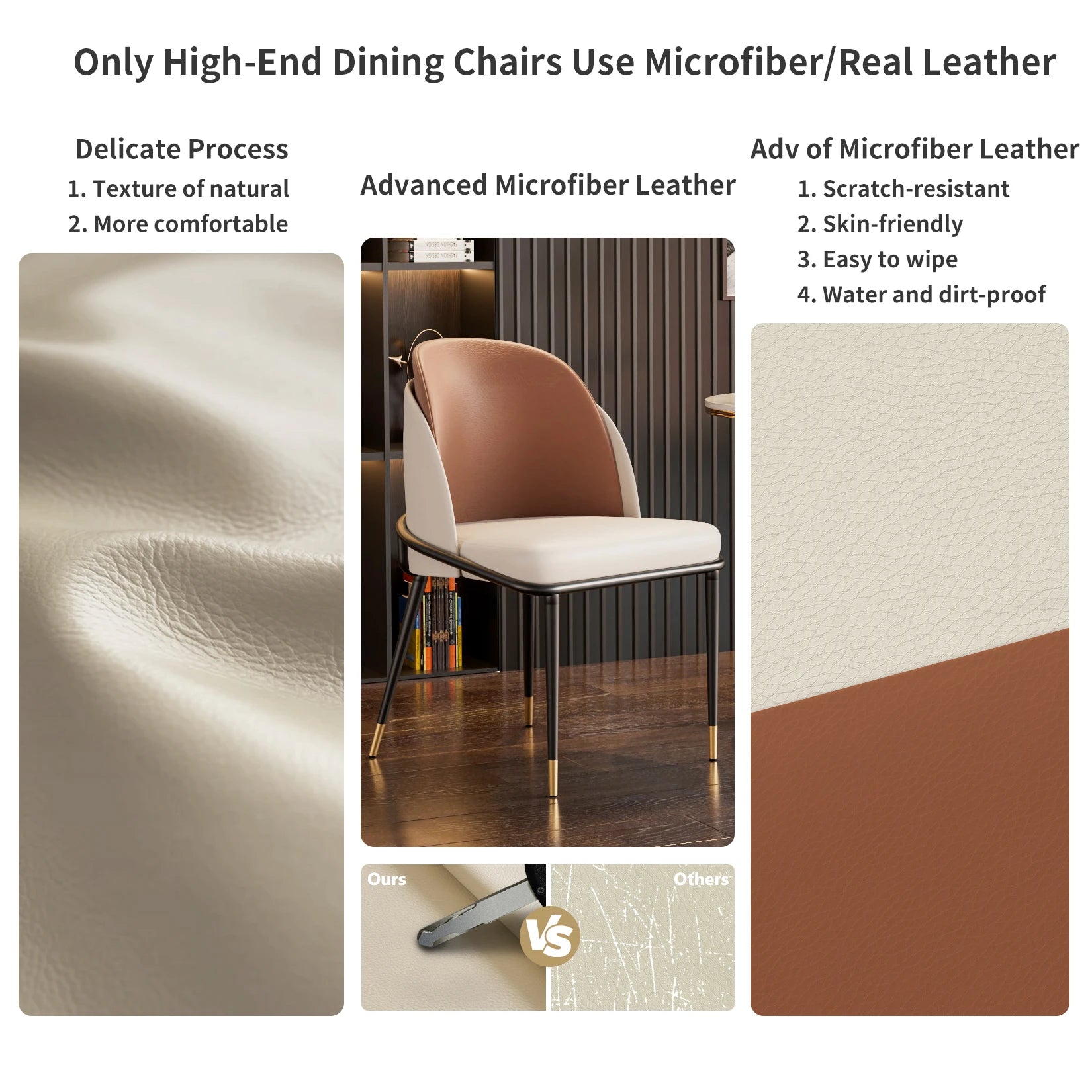 Modern Faux Leather Dining Chairs Set of 2 with Wood Backrest TAVEN System LLC