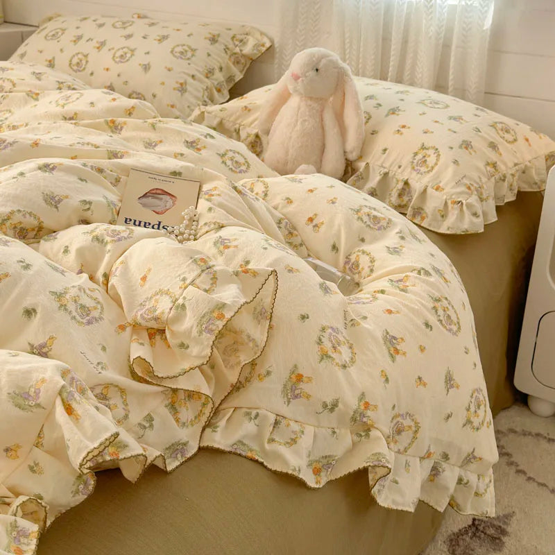 Bonenjoy Lace Duvet Cover Printed Home Quilts Cover Ruffles Comforter Covers Adults Kids Room Bedding (Pillowcase Need Order) TAVEN System LLC