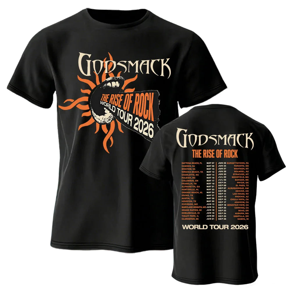 The Rise of Rock World Tour 2026 Tee GODSMACK Design Graphic Merch Short Sleeve Cotton Loose T-shirt Fashion Men Women Tshirts TAVEN System LLC