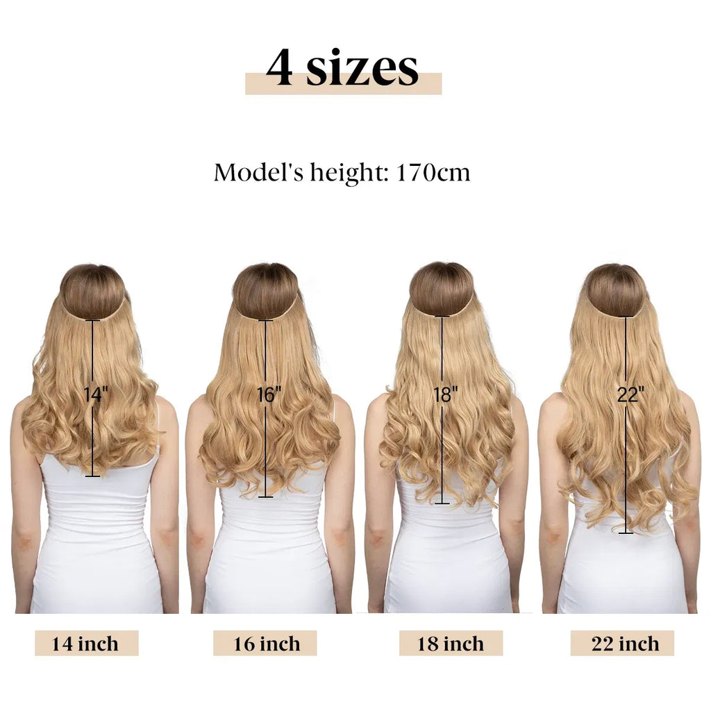 Color: 4/27HL, Stretched Length: 22INCHES - Synthetic No Clip Wave Hair Extensions Ombre Natural Black Blonde Pink One Piece False Hairpiece Fish Line Fake Hair Piece Taven
