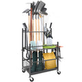 SucceBuy garden tool organizer rack with wheels and 16 slots