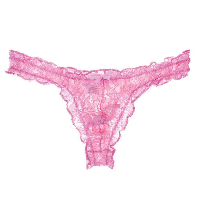 Mens Lace G-string And Thong Sexy Underwear See Through Tanga Bikini String Transparent Male Underpants T-back Panties TAVEN System LLC