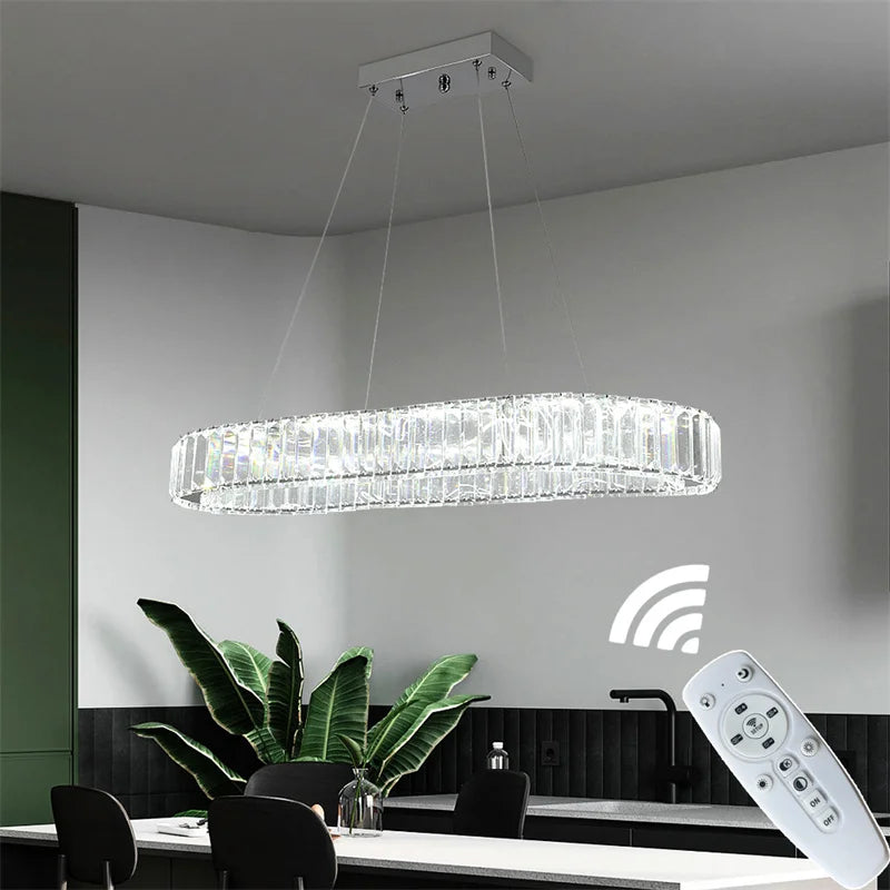 Modern Crystal Rings Led Chandelier Indoor Luxury Ceiling Lamp Dimming And Remote Control Pendan Lighting Chrome Lustre Fixtures TAVEN System LLC