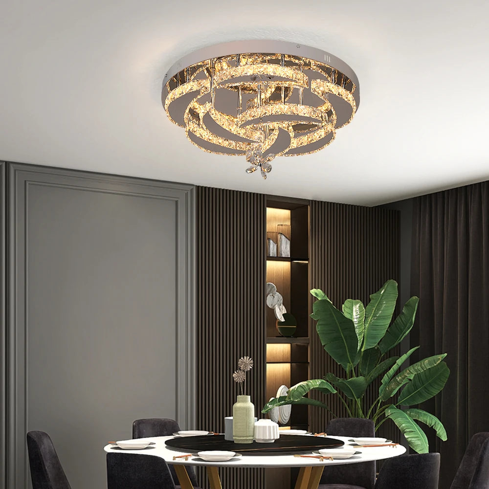 Crystal Ceiling Lamp Led Chandelier Modern Penadant Lighting Fixture For Living Dining Room Bedroom Decorate Lustre RC Dimmable TAVEN System LLC