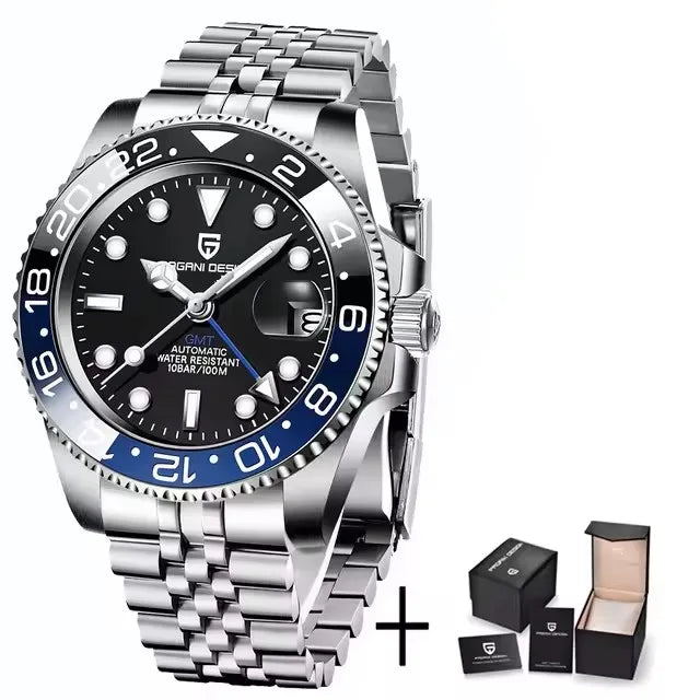 PAGANI DESIGN 2026 40MM Luxury Men GMT Automatic Machinery Watch Ceramic Bezel Jubilee Strap Sapphire Waterproof Watches for men - TAVEN System LLC
