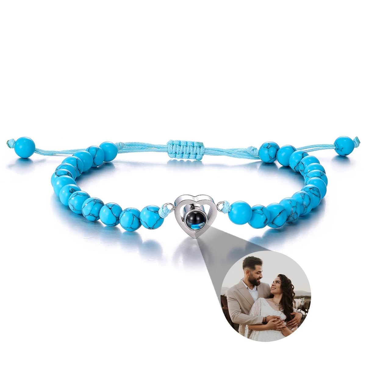 Custom Natural Stone Bracelet Personalized Photo Projection Bracelet Custom Stainless Steel Projection Bracelets Memory Jewelry TAVEN System LLC