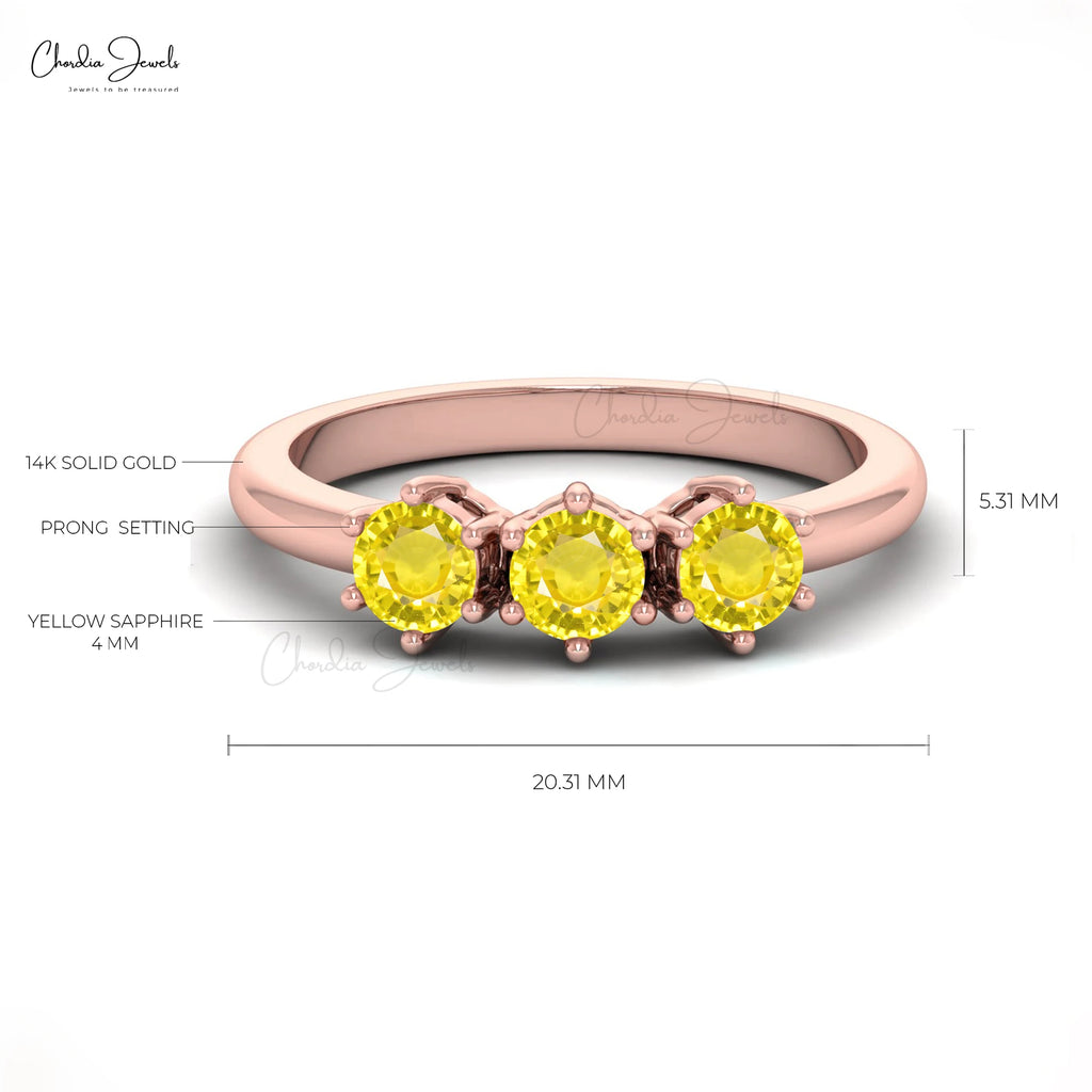 Trending Products to Sell Natural 0.75 Ct Prong Set Yellow Sapphire Gemstone Ring in 14k Fine Rose Gold Engagement Band Bulk Lot TAVEN System LLC