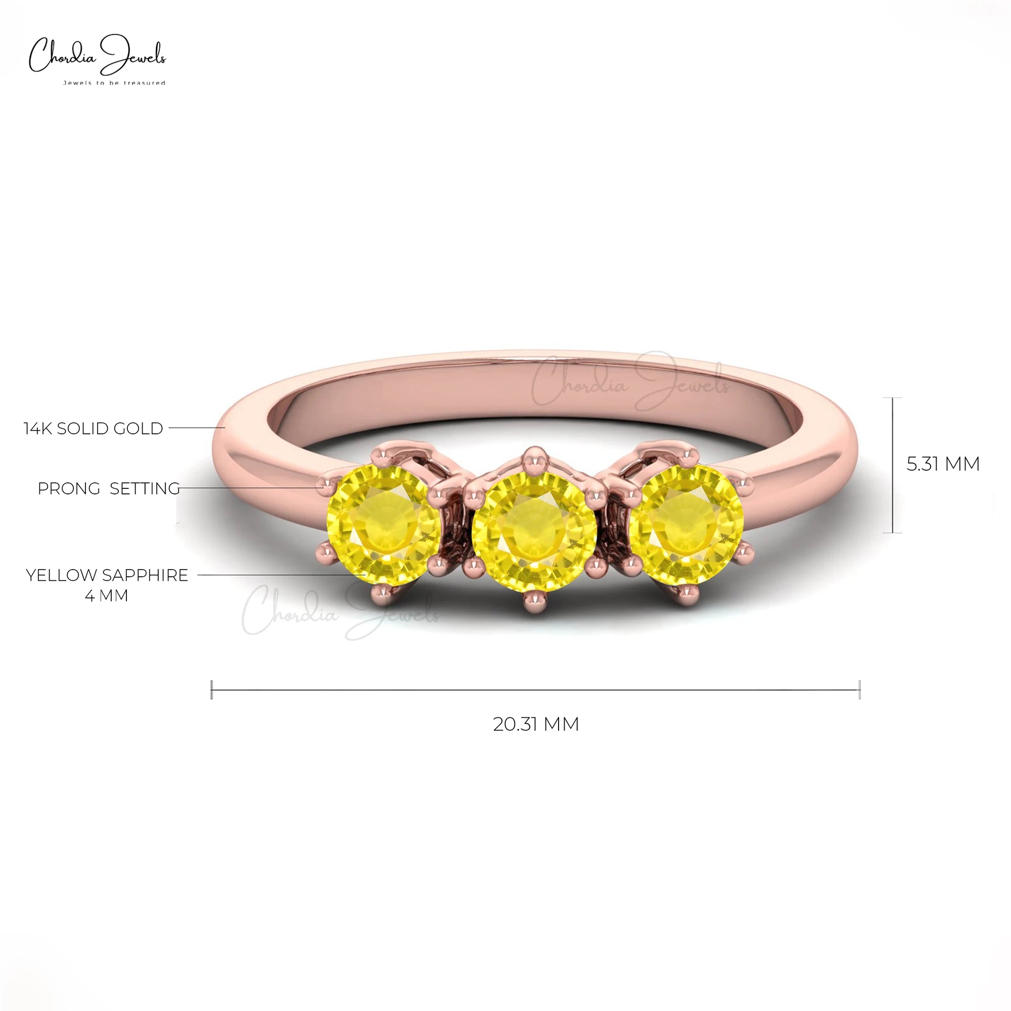 Trending Products to Sell Natural 0.75 Ct Prong Set Yellow Sapphire Gemstone Ring in 14k Fine Rose Gold Engagement Band Bulk Lot TAVEN System LLC