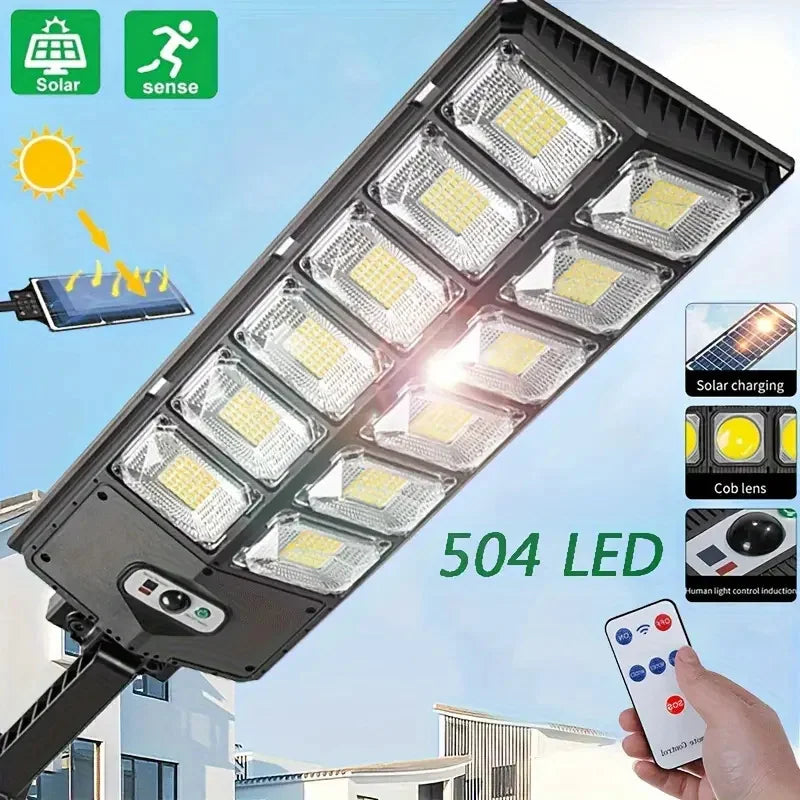 504LED Ultra-Bright Solar Street Light Wide Angle Motion Sensor, Remote Control, Energy-Efficient, Waterproof 4300mAh TAVEN System LLC