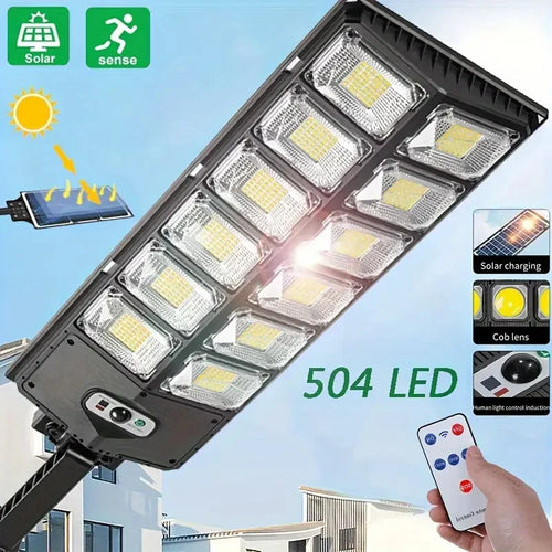 504LED Ultra-Bright Solar Street Light Wide Angle Motion Sensor, Remote Control, Energy-Efficient, Waterproof 4300mAh TAVEN System LLC