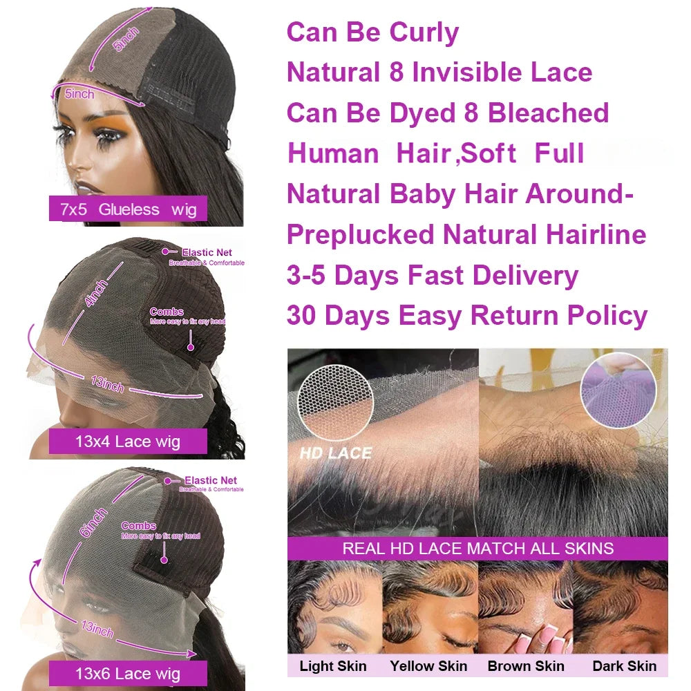Glueless straight bob human hair lace front wig
