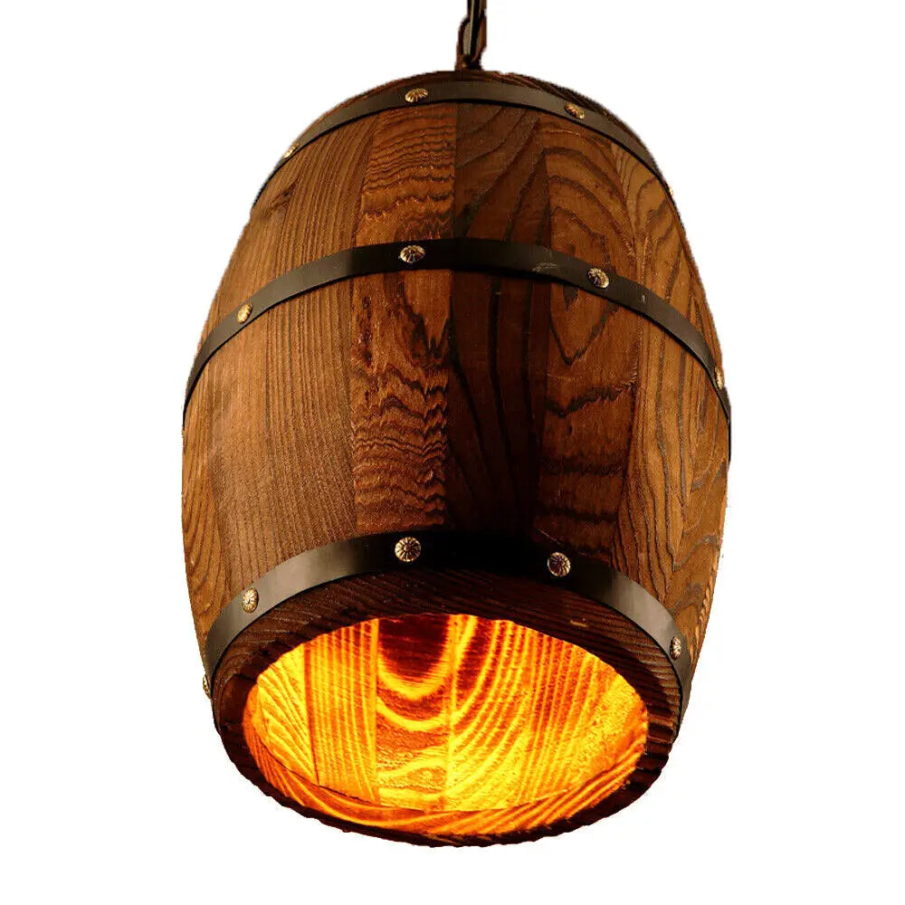 Hanging Vintage Wine Barrel Light Wooden Rustic Old West Cafe Bar Ceiling Lamp TAVEN System LLC