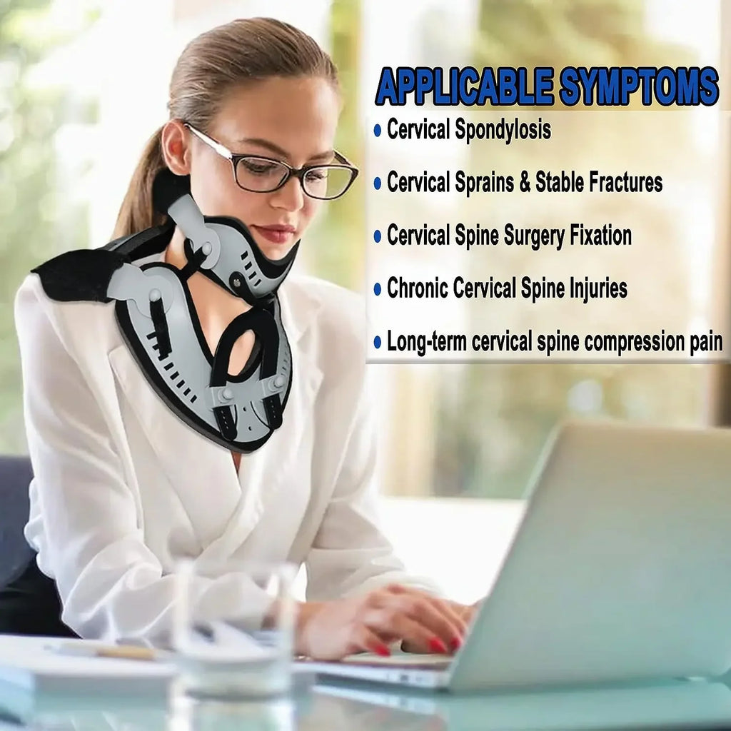 Neck Brace Support Orthosis, Adjustable Cervical Collar, Fixable Neck Posture Corrector, Pain Relief, Traction Spine Alignment TAVEN System LLC