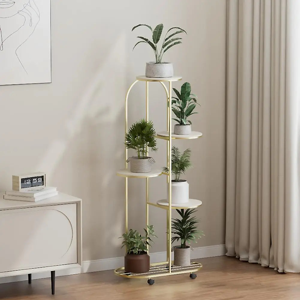 Metal plant stand with wheels for indoor outdoor plants