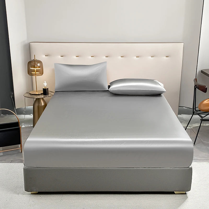 1Pc Waterproof Fitted Bed Sheet With Elastic Band Black Golden White Anti-slip Adjustable Mattress Cover (Pillowcase Need Order) TAVEN System LLC