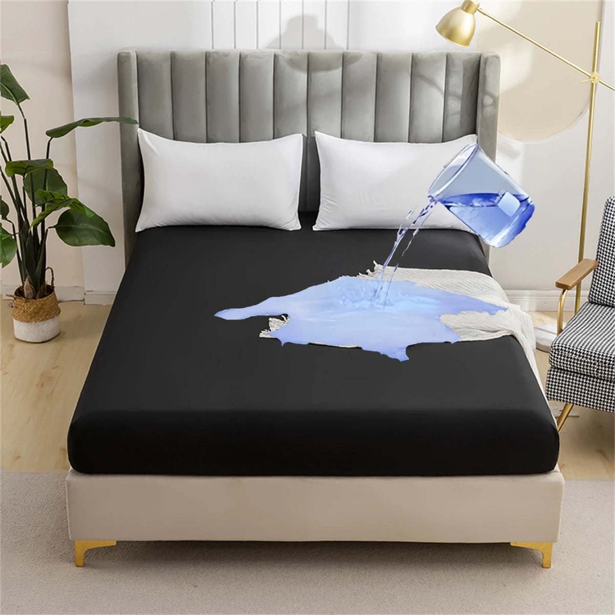 Kuup Safe Waterproof Mattress Protector Soft Comfortable Breathable Solid Color Fitted Bedding Cover No Pillowcases Included TAVEN System LLC