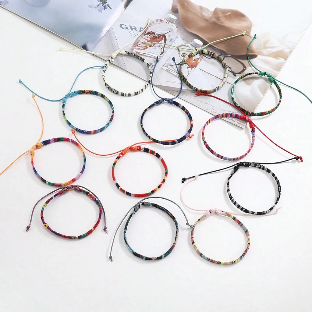 12pcs Boho Surfer Beach Bracelet Set Men & Women Braided Boho Summer Bracelets Handmade Festival Jewelry TAVEN System LLC
