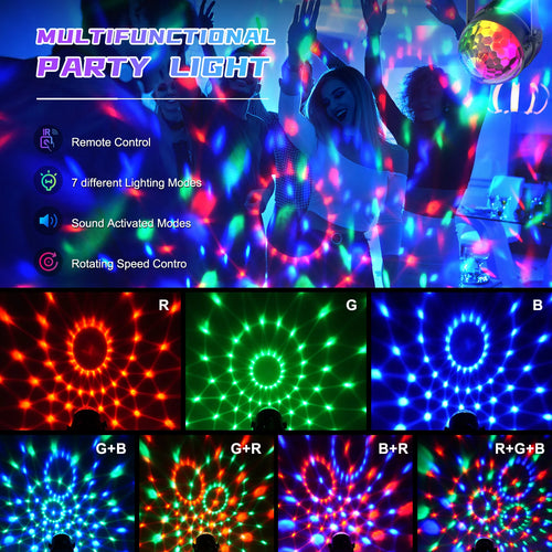 U'King 4PCS RGB LED Stage Disco Light Rotating DJ Ball Strobe Remote Control LED Magic Ball Light Christmas Party Club Show Lamp TAVEN System LLC