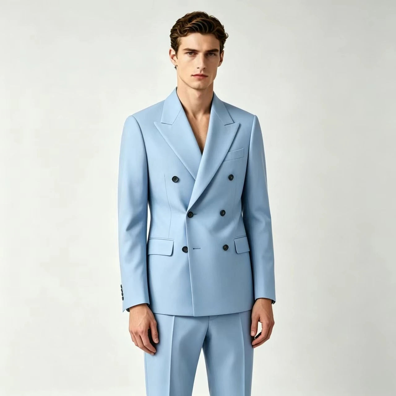 Men Double Breasted Wedding Suit Slim Fit 2 Piece Formal Blazer Set TAVEN System LLC