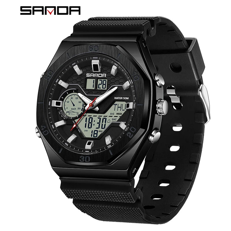 SANDA G Style Digital Men Watches Dual Display Three Time Waterproof Shock Sports Watch Military Countdown Male LED Quartz Clock - TAVEN System LLC
