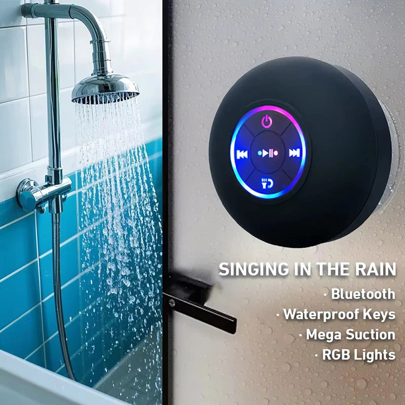 Portable Wireless Bluetooth Speaker LED Light IPX4 Waterproof Loudspeaker Outdoor Bathroom Large Suction Cup Stereo Sound Box TAVEN System LLC