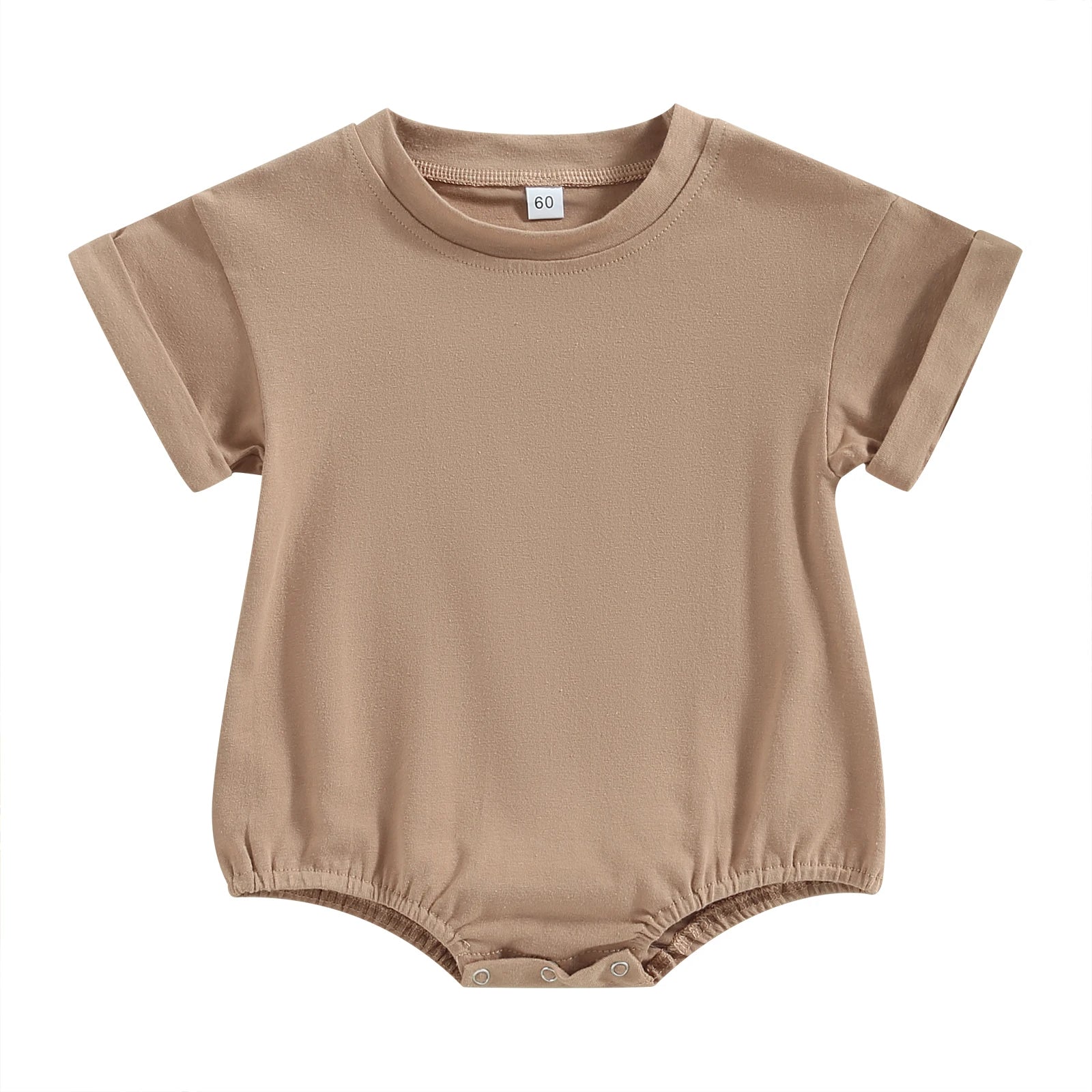 Baby Solid Color Short Sleeve Cotton Blend Romper Outfit